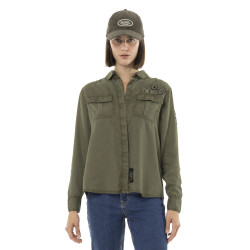 Chemise femme unie avec patch