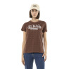 T-shirt femme col rond allover et print devant Leopard