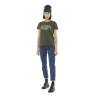 T-shirt femme col rond allover et print devant Leopard
