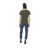 T-shirt femme col rond allover et print devant Leopard