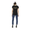 T-shirt uni col rond avec poche et print Strass