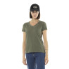 T-shirt femme col V flammé avec print devant et motif au dos Tulle