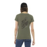T-shirt femme col V flammé avec print devant et motif au dos Tulle