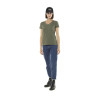T-shirt femme col V flammé avec print devant et motif au dos Tulle