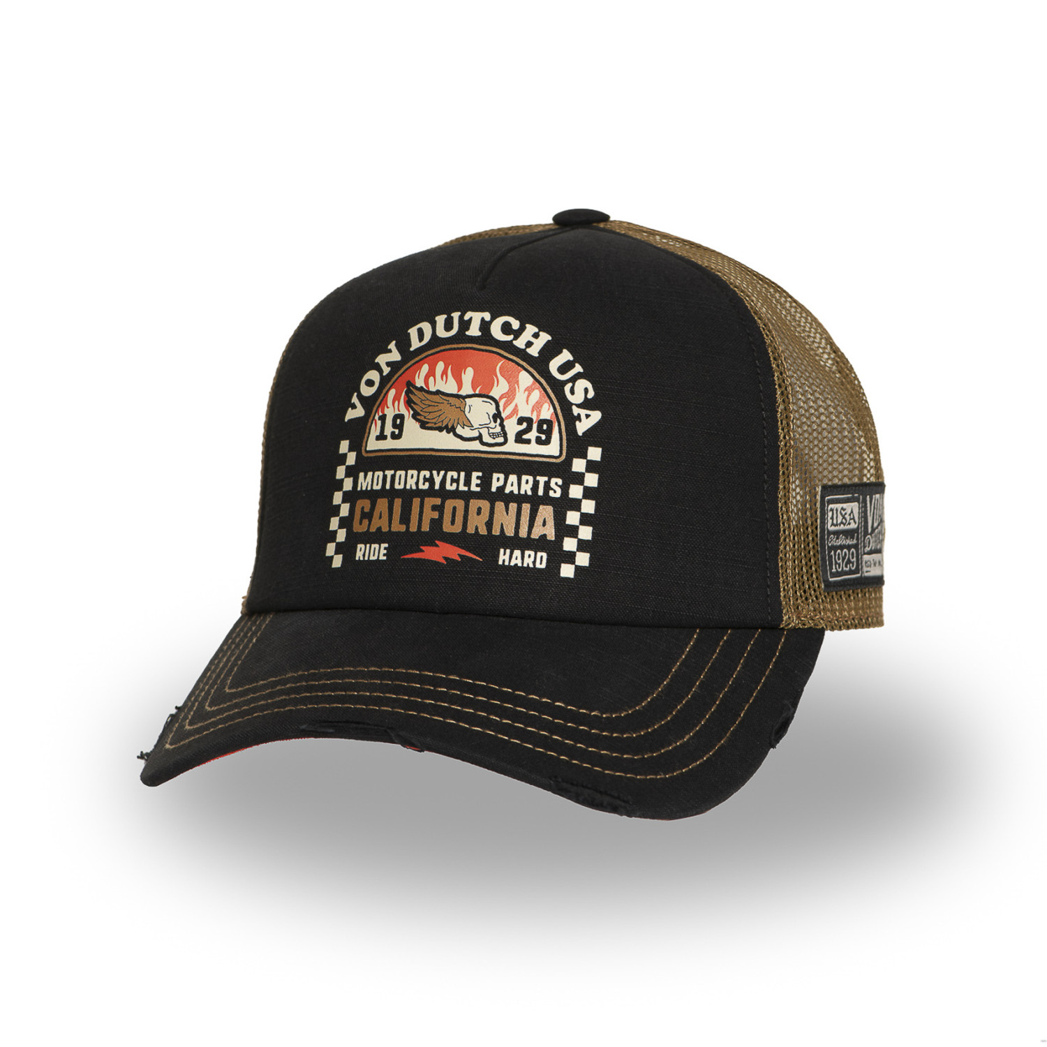 Casquette trucker avec filet souple effet bamboo avec print Crew