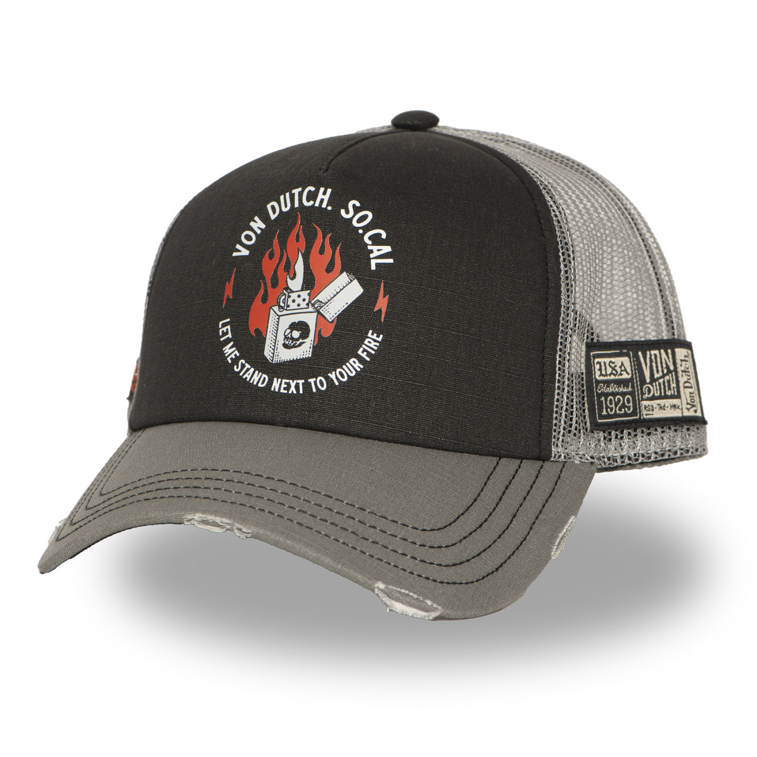 Casquette trucker avec filet souple effet bamboo avec print Crew