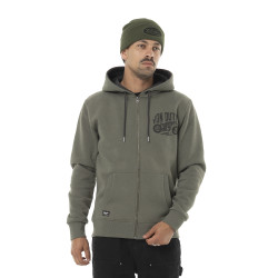Sweat zippé homme à capuche en molleton avec print devant