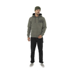 Sweat zippé homme à capuche en molleton avec print devant