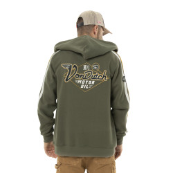 Sweat zippé homme à capuche en molleton avec patchs