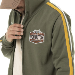 Sweat zippé homme à capuche en molleton avec patchs