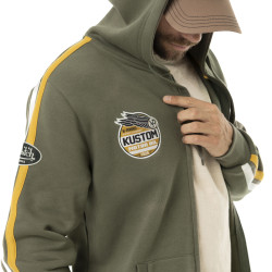 Sweat zippé homme à capuche en molleton avec patchs