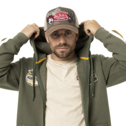 Sweat zippé homme à capuche en molleton avec patchs