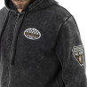 Sweat zippé homme à capuche en molleton et acid wash avec patchs