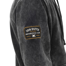 Sweat zippé homme à capuche en molleton et acid wash avec patchs