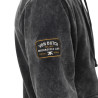 Sweat zippé homme à capuche en molleton et acid wash avec patchs