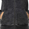 Sweat zippé homme à capuche en molleton et acid wash avec patchs
