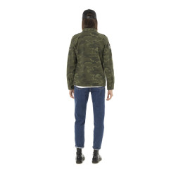 Veste militaire femme imprimé camouflage avec patchs