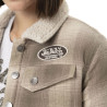 Veste femme à carreaux doublée sherpa avec patchs