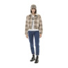 Veste femme à carreaux doublée sherpa avec patchs
