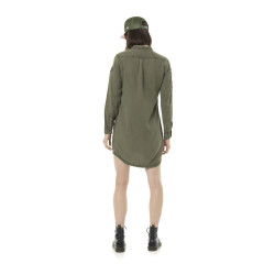 Robe Chemise femme délavée manches longues avec patchs