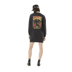 Robe sweat femme manches longues avec print dos et zip sur côté