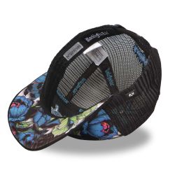 Casquette snapback visière plate imprimée et logo brodé Blue Flower