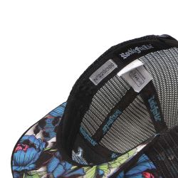 Casquette snapback visière plate imprimée et logo brodé Blue Flower