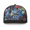 Casquette snapback visière plate imprimée et logo brodé Blue Flower