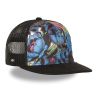 Casquette snapback visière plate imprimée et logo brodé Blue Flower