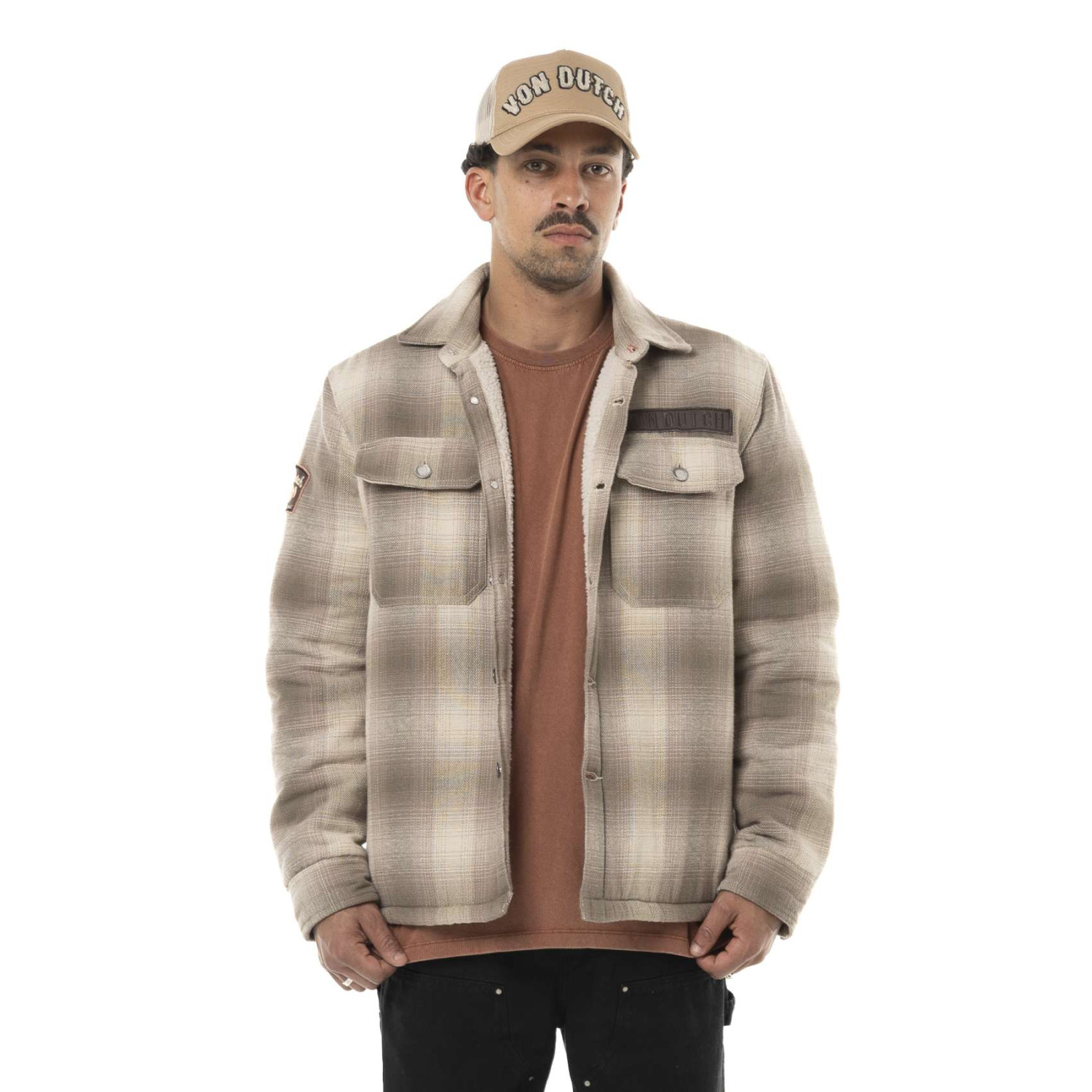 Sur Chemise homme en flanelle à carreaux doublée sherpa Heaven