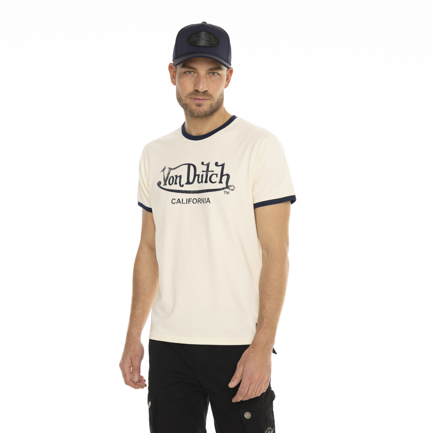 T-shirt homme col rond en coton organic stretch et bord côte Blast