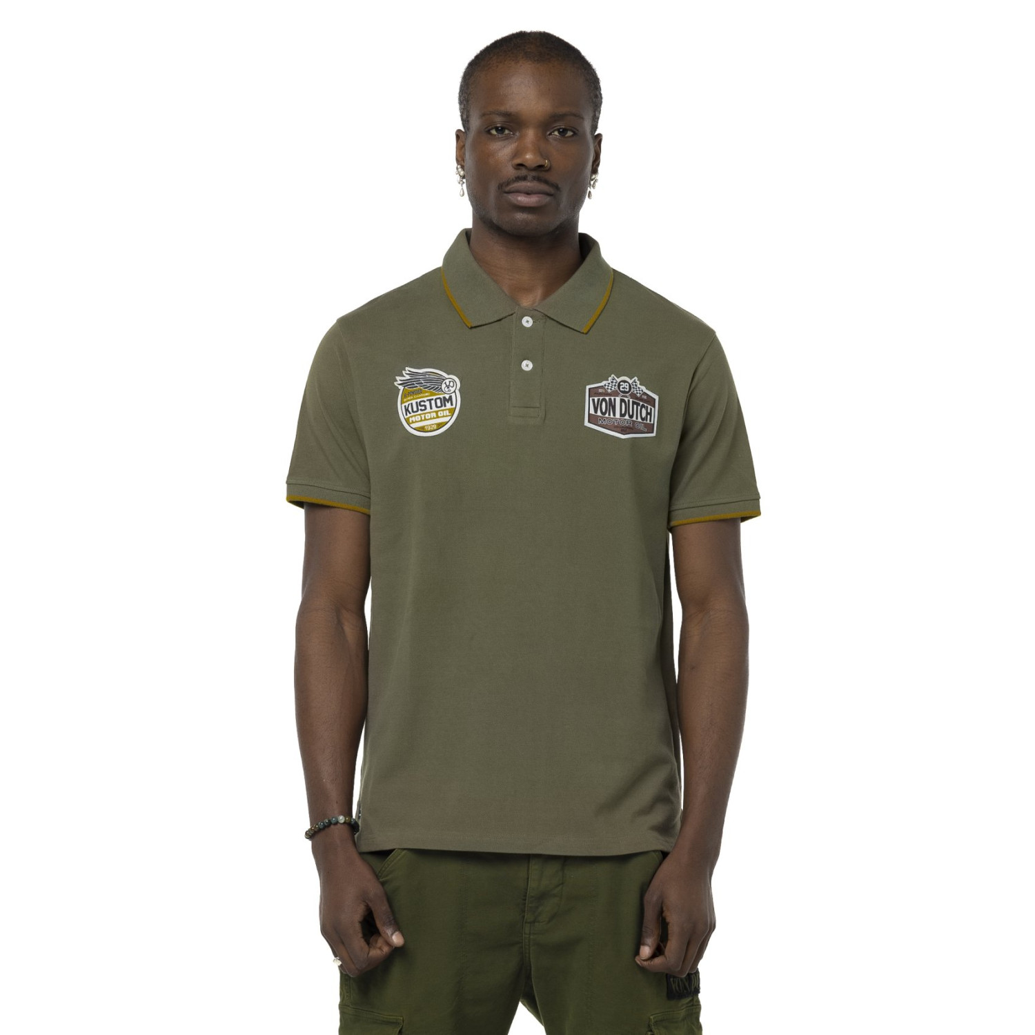 Polo homme manches courtes piqué avec patch Kust