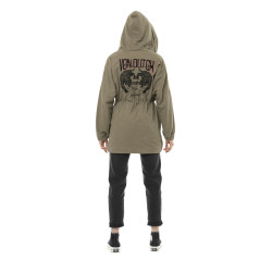 Veste femme à capuche doublée fausse fourrure avec patchs Sahaca