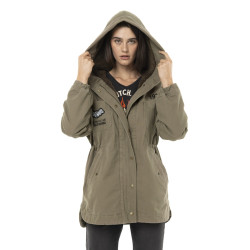 Veste femme à capuche doublée fausse fourrure avec patchs Sahaca