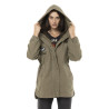 Veste femme à capuche doublée fausse fourrure avec patchs Sahaca