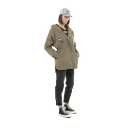 Veste femme à capuche doublée fausse fourrure avec patchs Sahaca