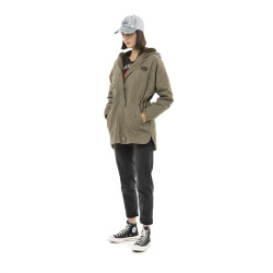 Veste femme à capuche doublée fausse fourrure avec patchs Sahaca