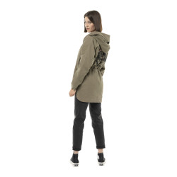 Veste femme à capuche doublée fausse fourrure avec patchs Sahaca