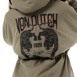 Veste femme à capuche doublée fausse fourrure avec patchs Sahaca