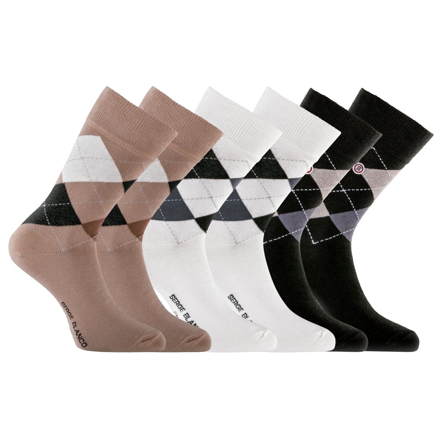 Lot de 6 paires de chaussettes de ville Serge Blanco Losange