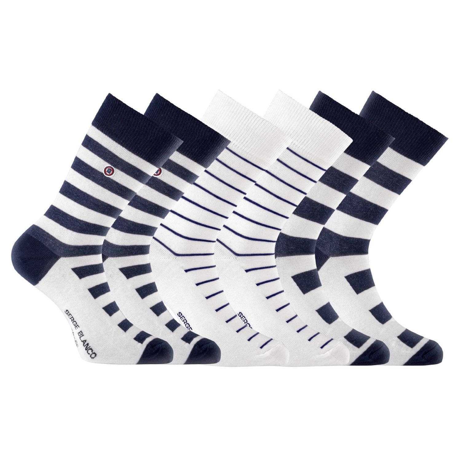 Lot de 6 paires de chaussettes de ville Serge Blanco Marin