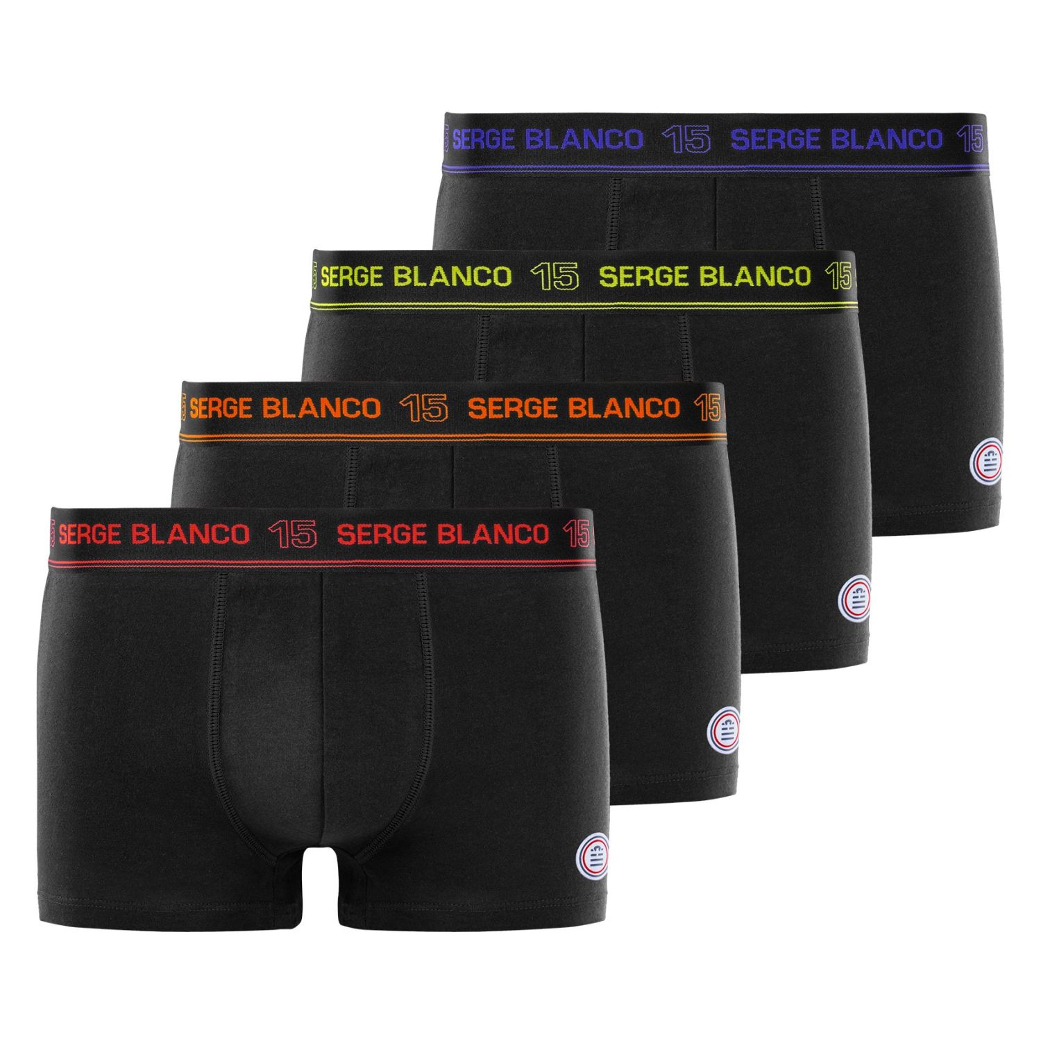 Lot de 4 boxers homme en coton Class uni ceinture colorée