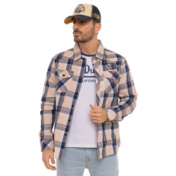 Chemise homme manches longues à carreaux patch et print dos Ethan