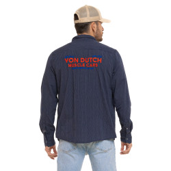 Chemise homme manches longues à rayures patch et broderie dos Musc