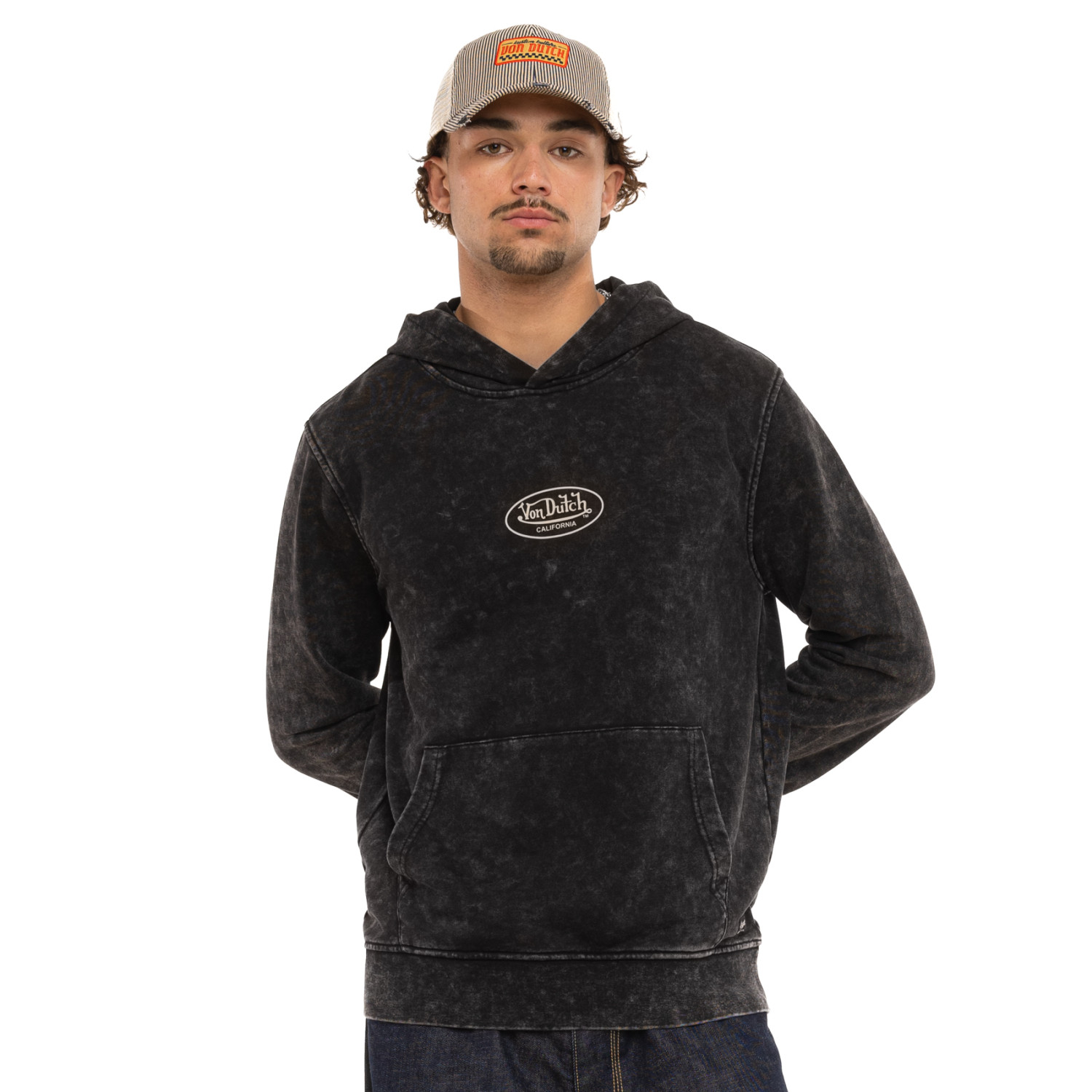 Sweat à capuche homme en french terry acid wash Mattia