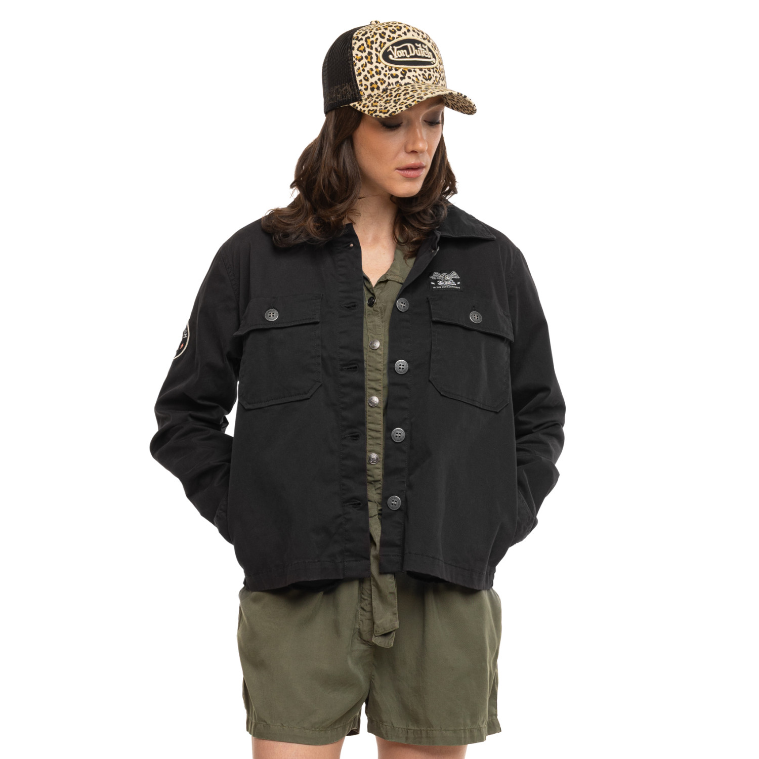 Veste femme en twill  avec print, broderie dos et fil lurex Endless