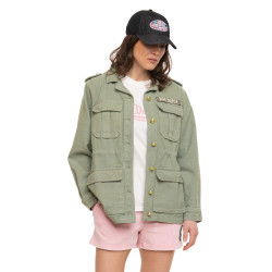 Veste femme en twill cintrée avec lien avec patch et broderie Ltd