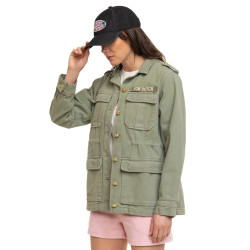 Veste femme en twill cintrée avec lien avec patch et broderie Ltd
