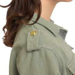 Veste femme en twill cintrée avec lien avec patch et broderie Ltd