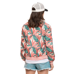 Veste femme satinée allover print avec patch et fil lurex Tropical